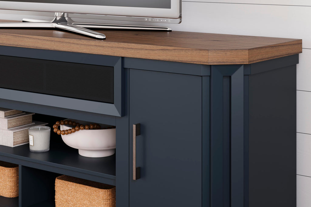 Landocken 83" TV Stand in Brown/Blue, detail view