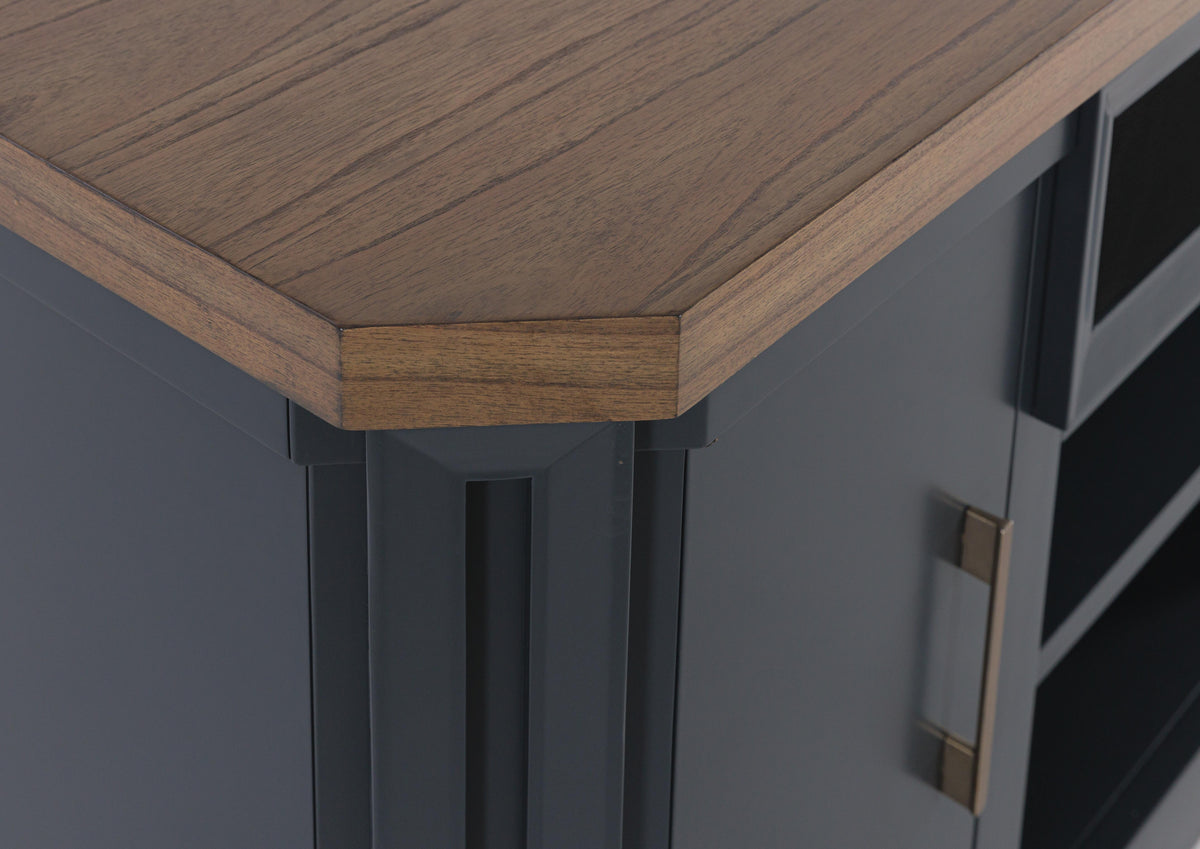 Landocken 83" TV Stand in Brown/Blue, top view
