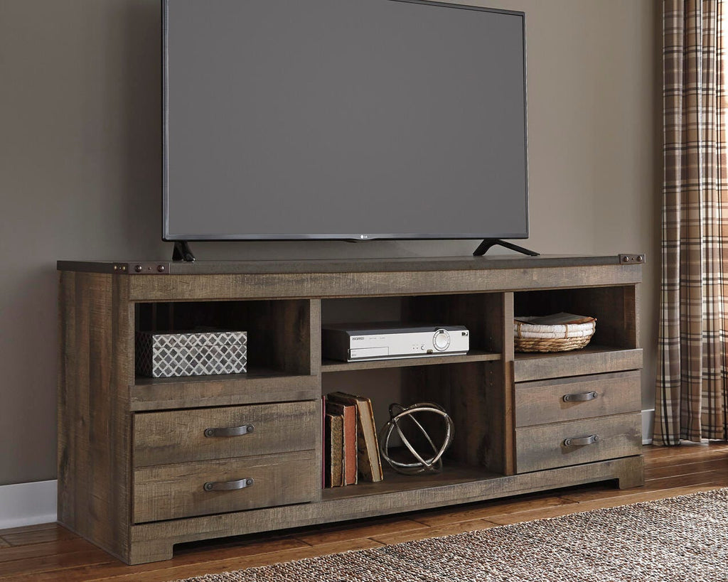 Trinell 63" TV Stand in Brown, lifestyle view
