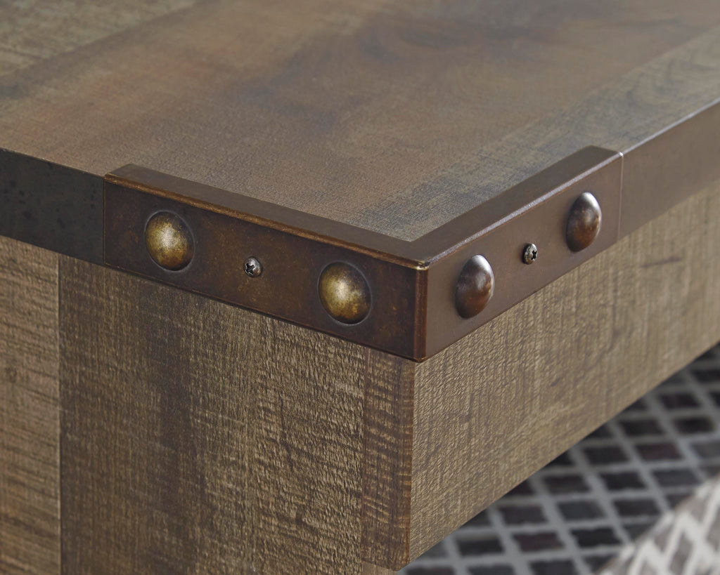 Trinell 63" TV Stand in Brown, detail view