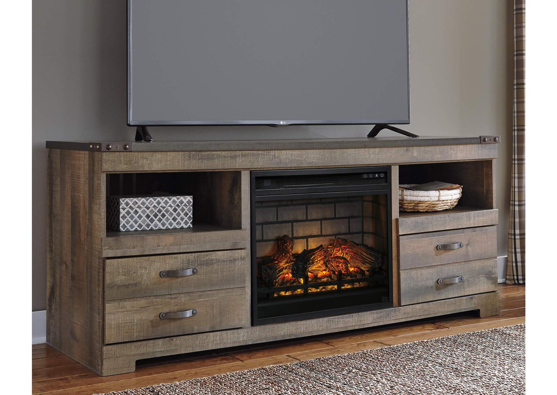 Trinell 63" TV Stand with Electric Fireplace room view