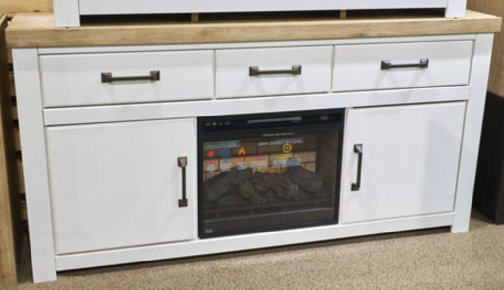 Savonport 73" TV Stand in White/Brown, alternate view 2
