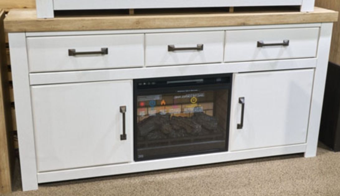 Savonport 73" TV Stand in White/Brown, alternate view 2