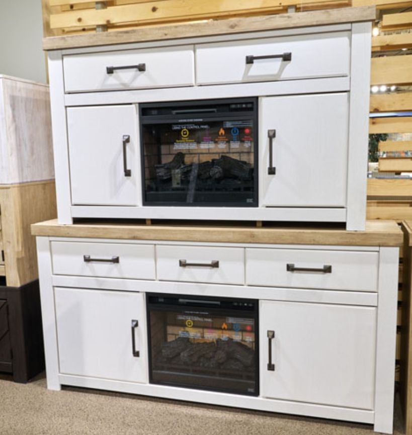 Savonport 73" TV Stand in White/Brown, alternate view 3