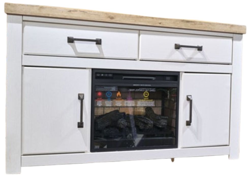Savonport 62" TV Stand in White/Brown