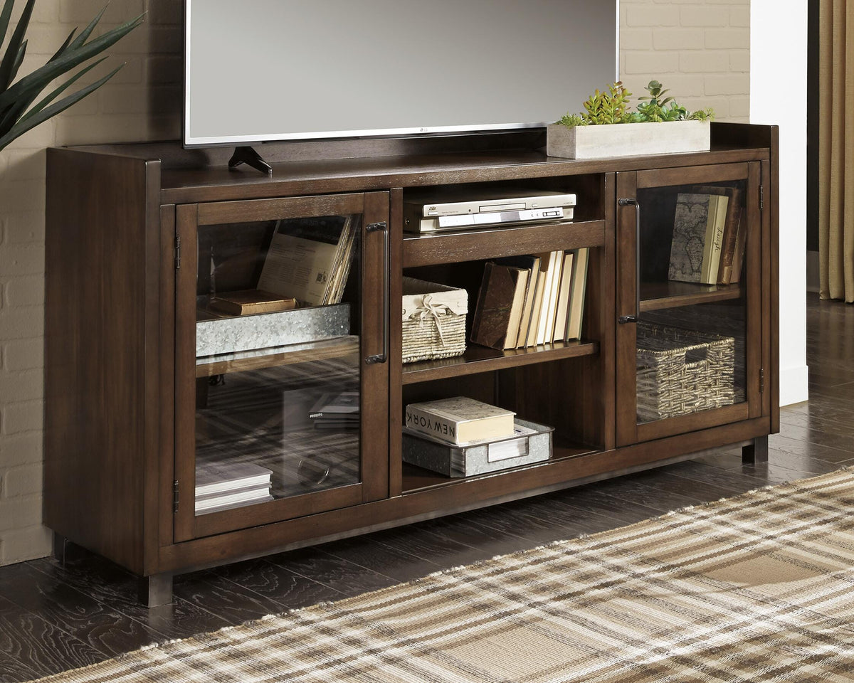 Starmore 70" TV Stand in Brown, lifestyle view