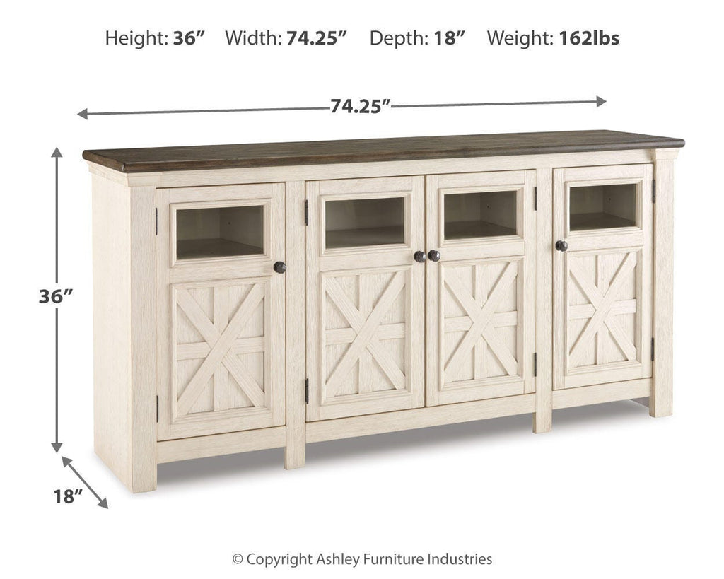 Bolanburg 74" TV Stand in White/Weathered Gray, alternate view 5