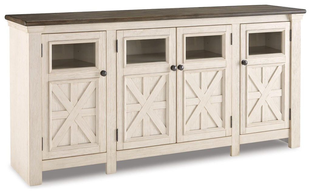 Bolanburg 74" TV Stand in White/Weathered Gray, alternate view 2
