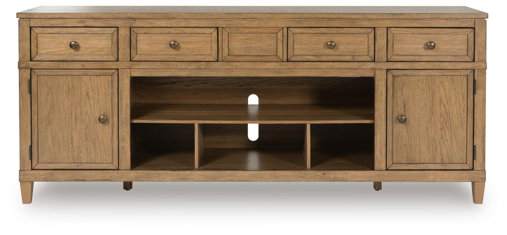 Sharlance 81" TV Stand in Light Brown, front view