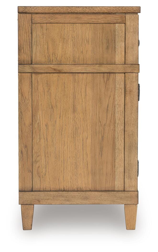 Sharlance 81" TV Stand in Light Brown, side view