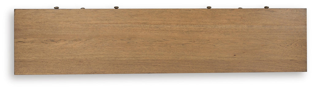 Sharlance 81" TV Stand in Light Brown, top view