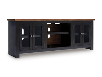 Wildenauer 76" TV Stand in Brown/Black, closed view
