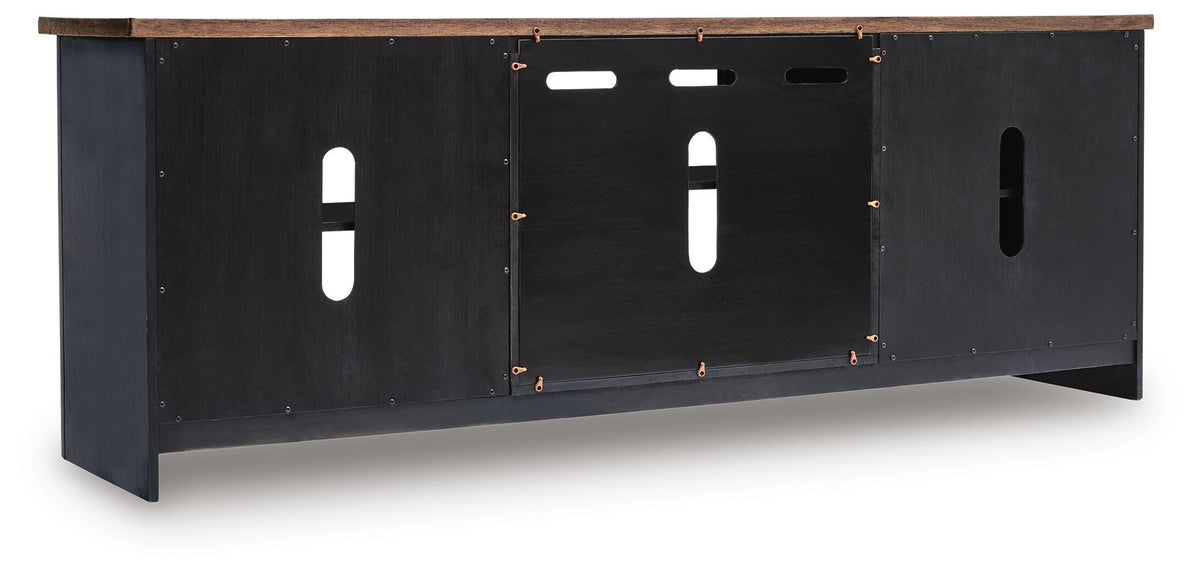 Wildenauer 76" TV Stand in Brown/Black, back view