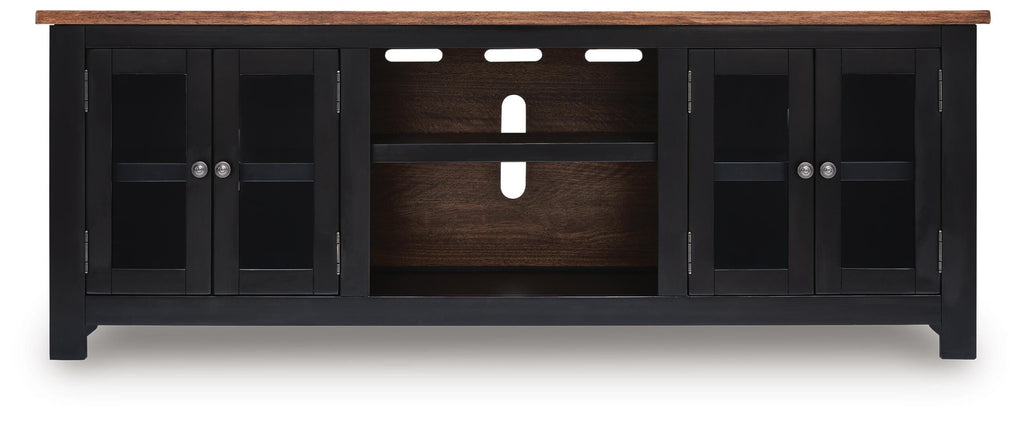 Wildenauer 76" TV Stand in Brown/Black, front view
