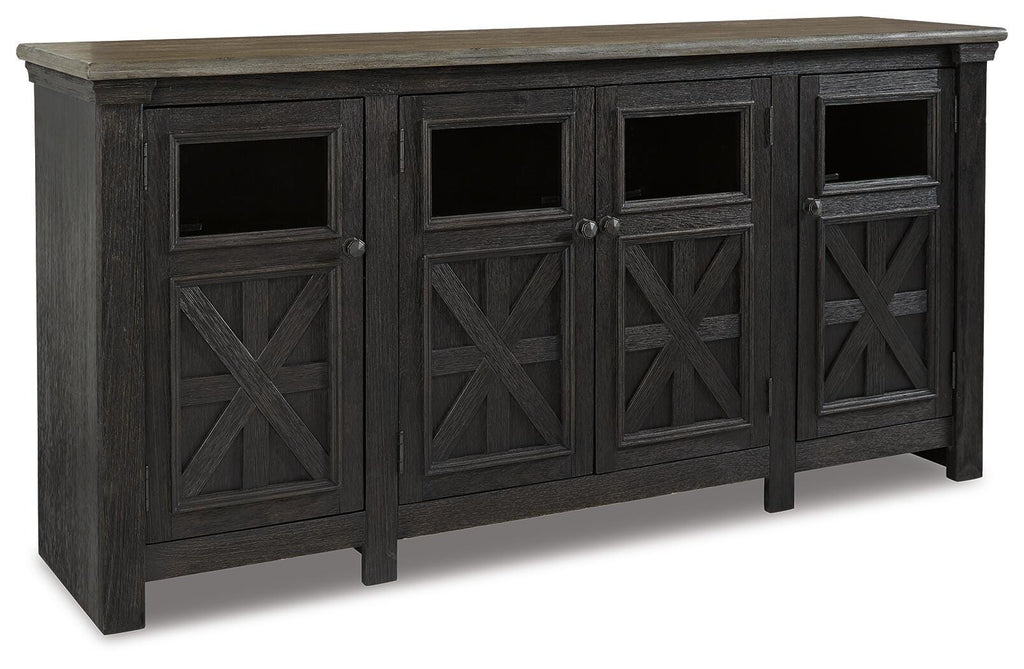 Tyler Creek 74" TV Stand in Black/Gray, alternate view 6