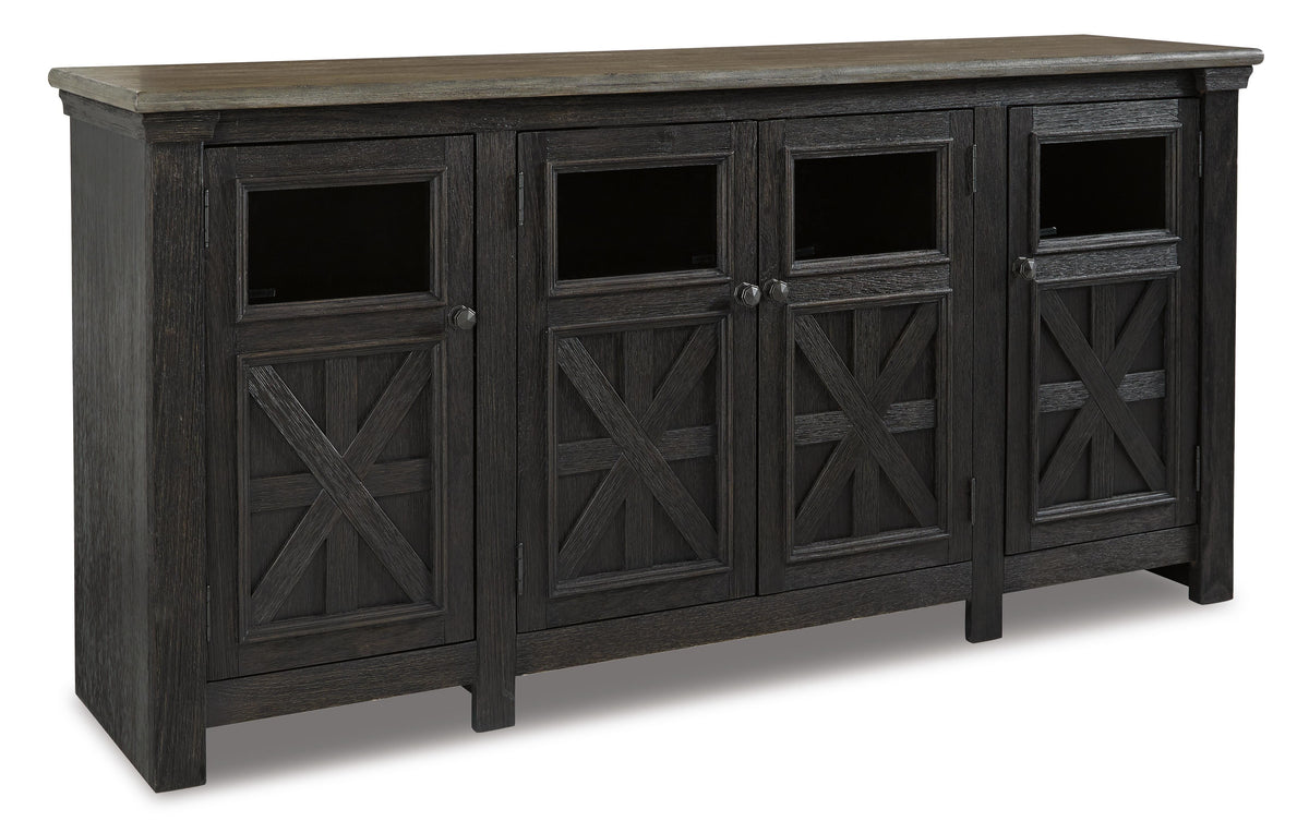 Tyler Creek 74" TV Stand in Black/Gray, alternate view 2