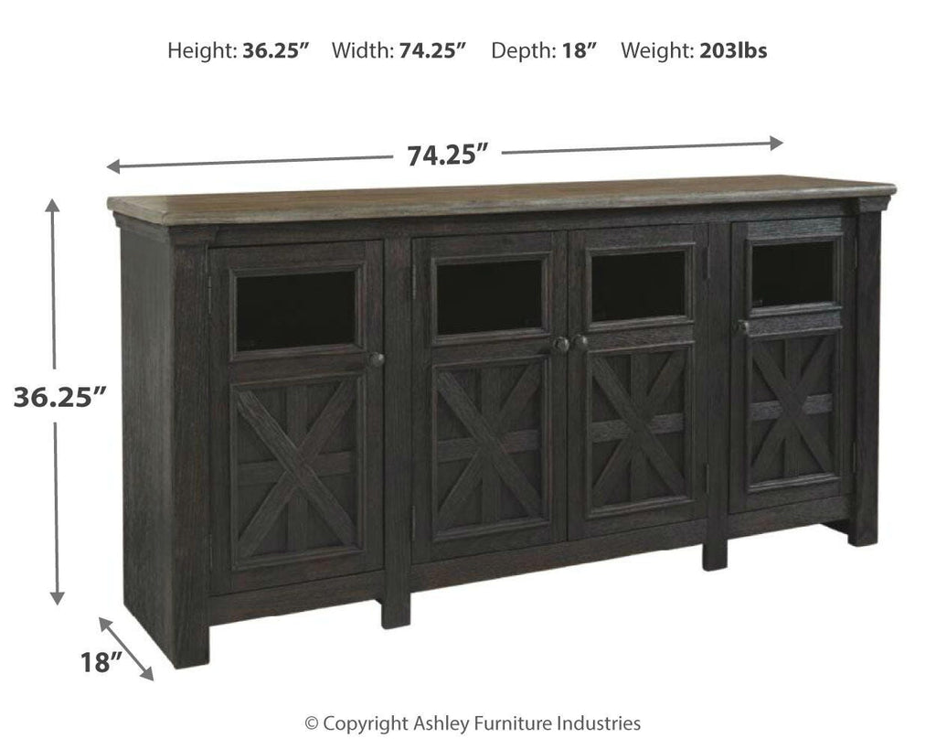 Tyler Creek 74" TV Stand in Black/Gray, alternate view 5