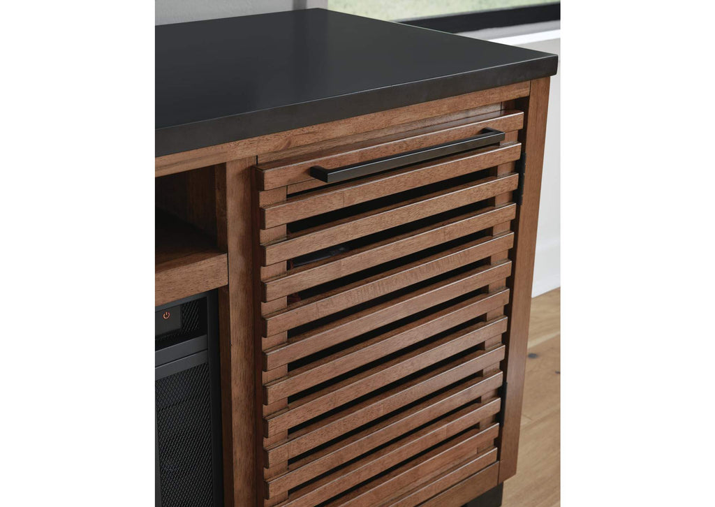 Kallari 84" TV Stand with Electric Fireplace detail