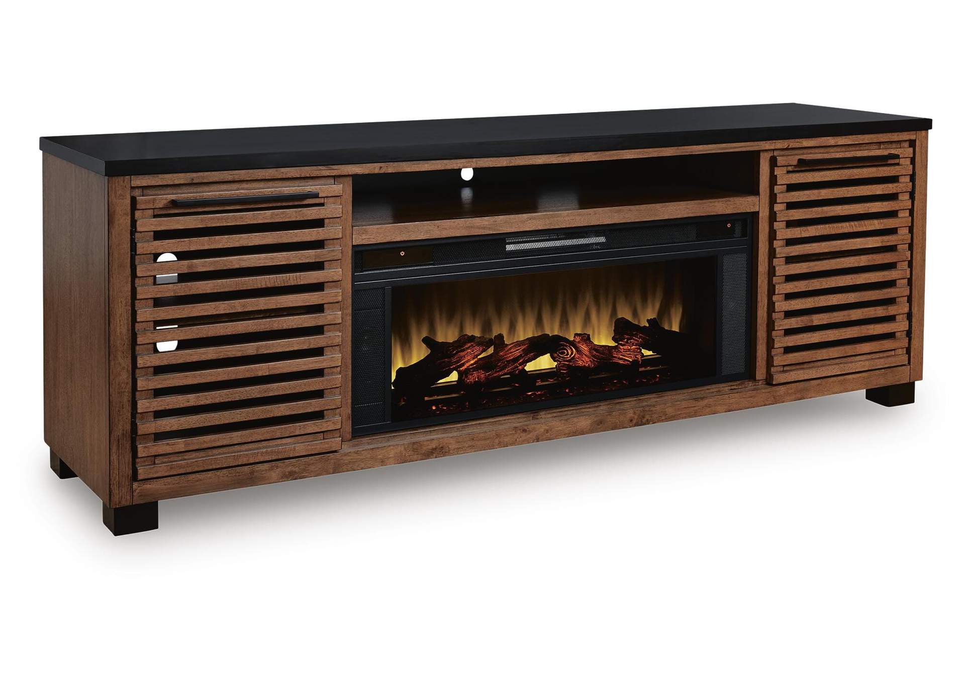 Kallari 84" TV Stand with Electric Fireplace angled view