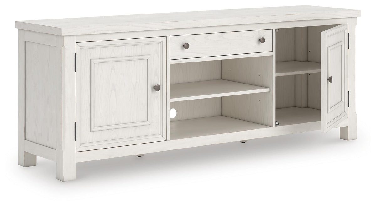 Robbinsdale 72" TV Stand in Antique White, open view