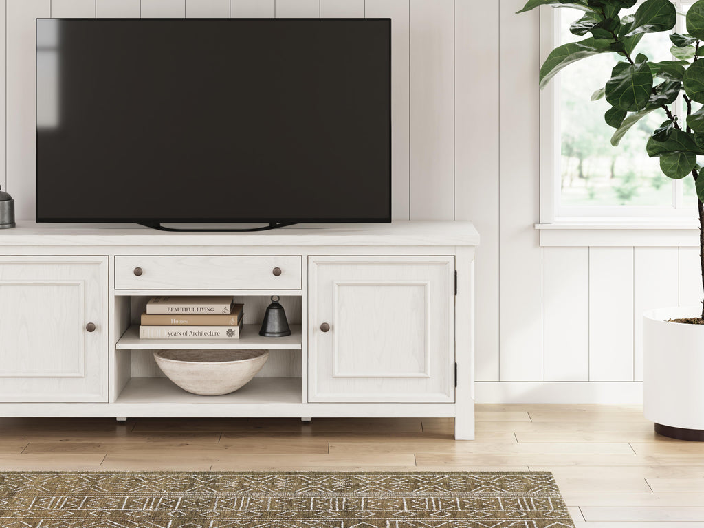 Robbinsdale 72" TV Stand in Antique White, lifestyle view
