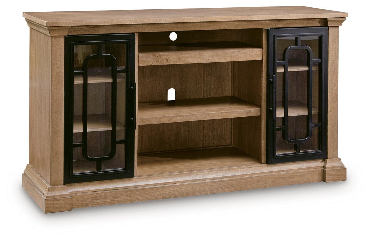 Wittenmyer 72" TV Stand in Natural/Black, closed view
