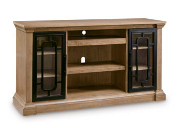 Wittenmyer 72" TV Stand in Natural/Black, closed view