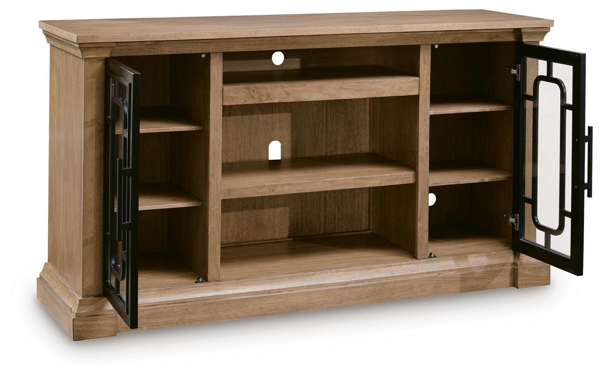 Wittenmyer 72" TV Stand in Natural/Black, open view