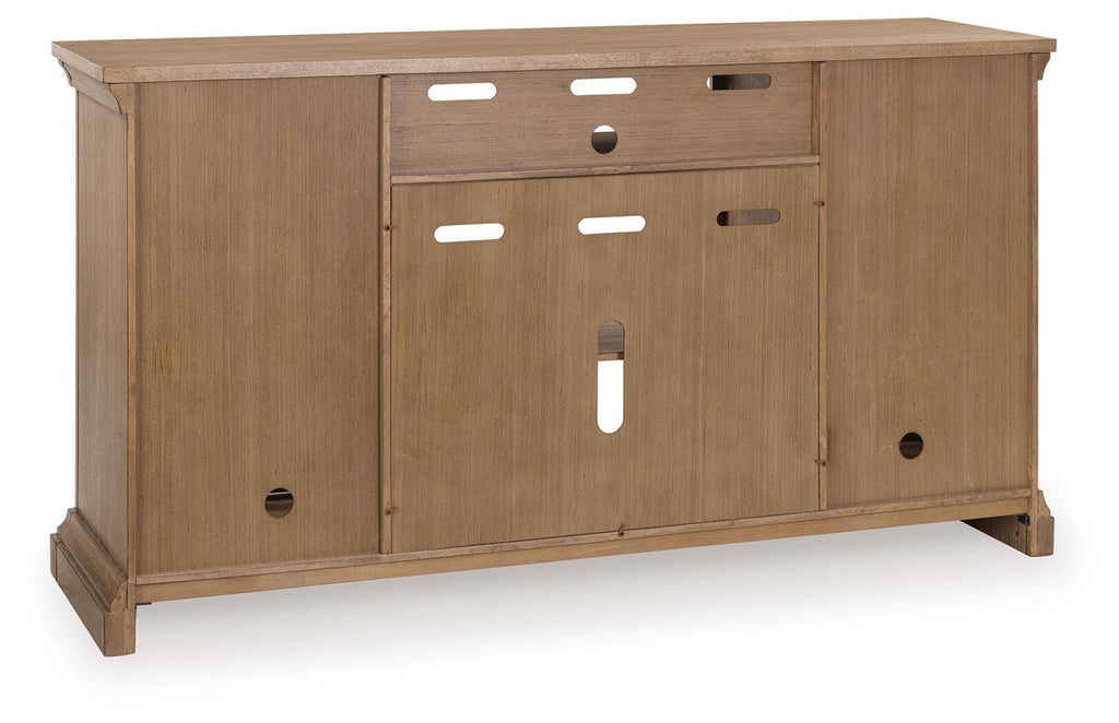 Wittenmyer 72" TV Stand in Natural/Black, back view
