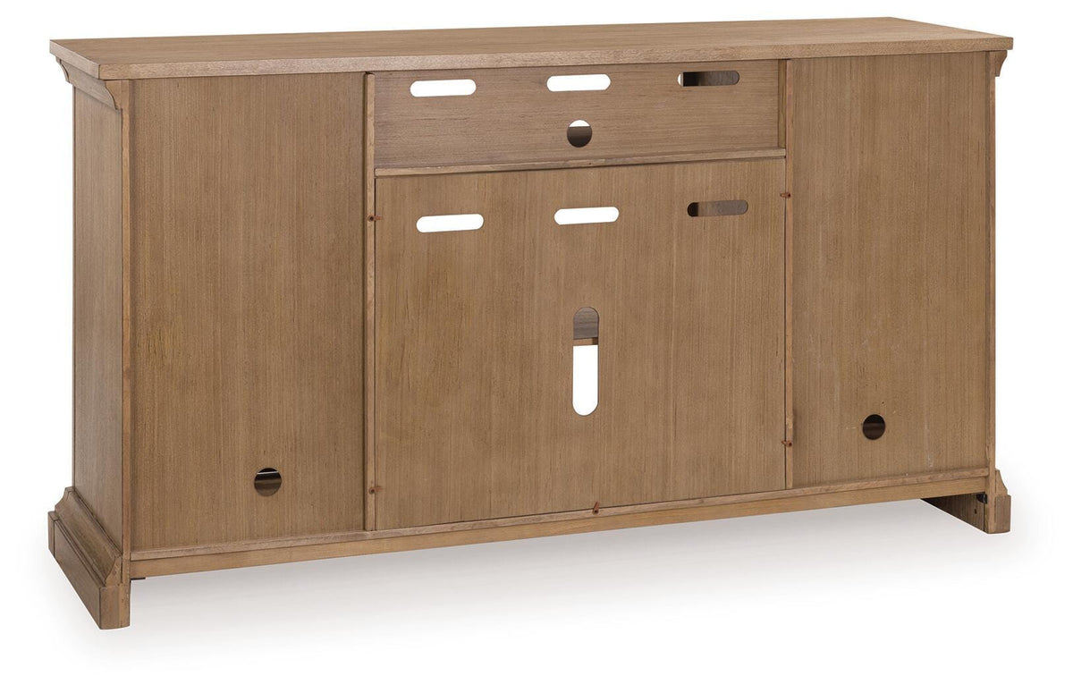 Wittenmyer 72" TV Stand in Natural/Black, back view