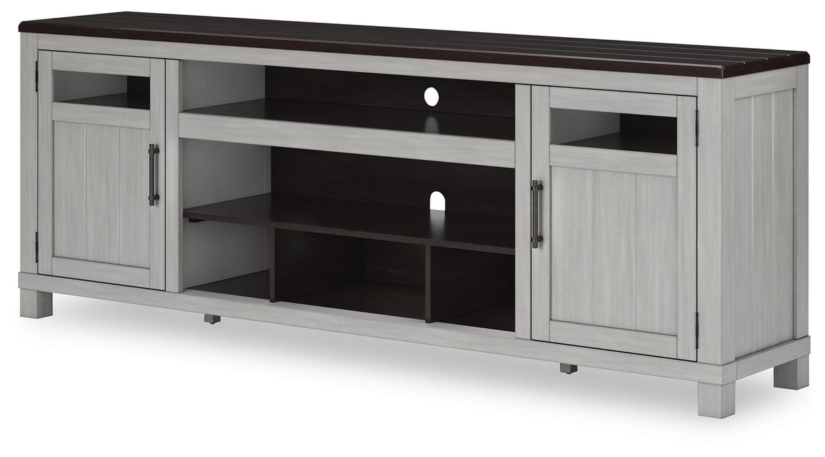 Darborn 88" TV Stand in Gray/Brown, angle view
