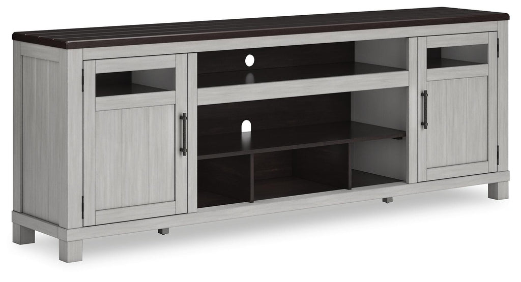 Darborn 88" TV Stand in Gray/Brown, angle view