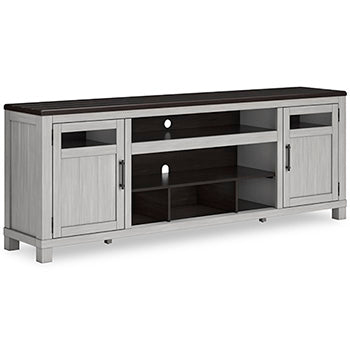 Darborn 88" TV Stand in Gray/Brown, angle view