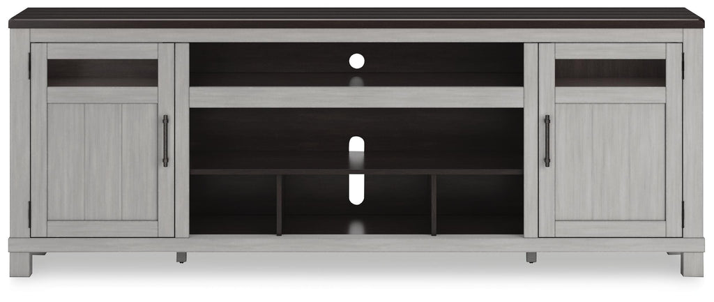 Darborn 88" TV Stand in Gray/Brown, front view