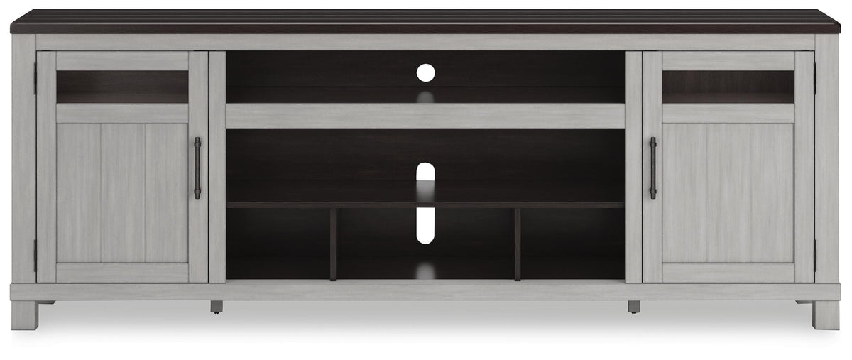 Darborn 88" TV Stand in Gray/Brown, front view