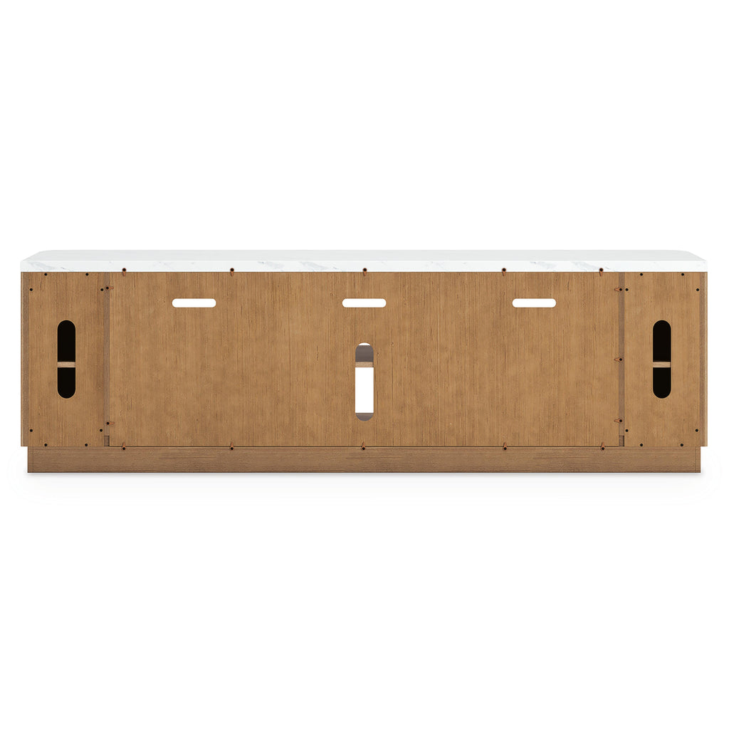 Camdill 80" TV Stand in Light Brown, back view