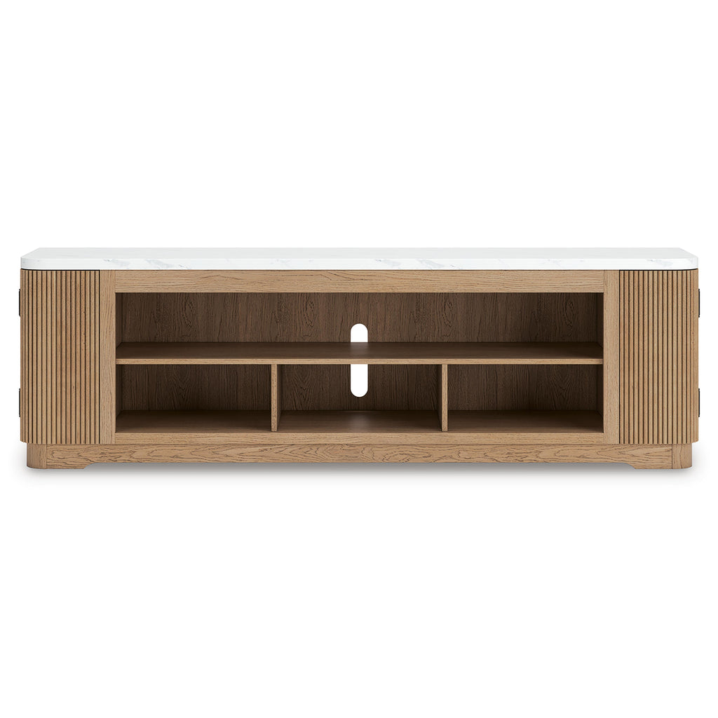 Camdill 80" TV Stand in Light Brown, front view