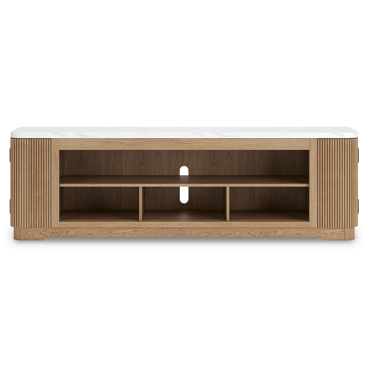 Camdill 80" TV Stand in Light Brown, front view