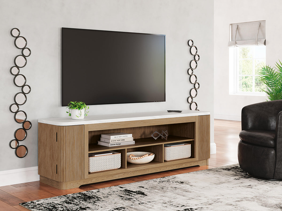 Camdill 80" TV Stand in Light Brown, alternate view 8