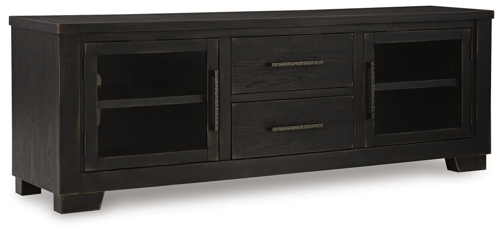 Galliden 80" TV Stand in Black, closed view