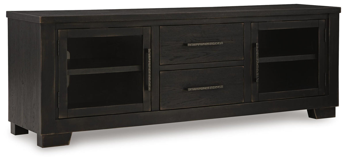 Galliden 80" TV Stand in Black, closed view