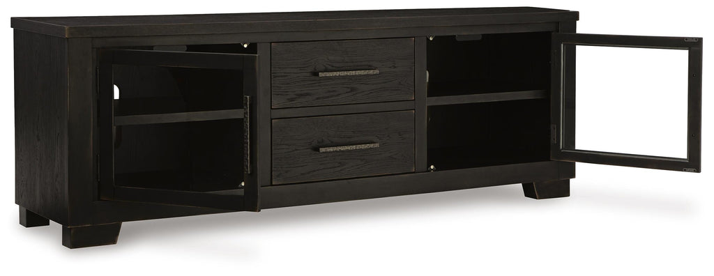 Galliden 80" TV Stand in Black, open view