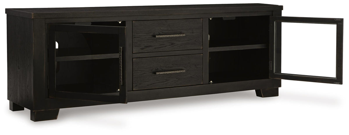Galliden 80" TV Stand in Black, open view