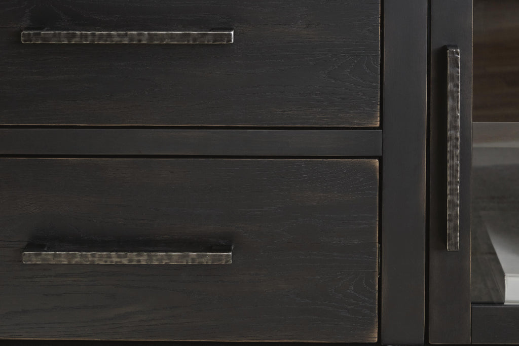 Galliden 80" TV Stand in Black, detail view