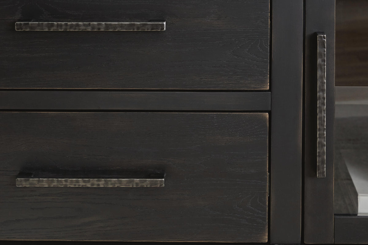 Galliden 80" TV Stand in Black, detail view