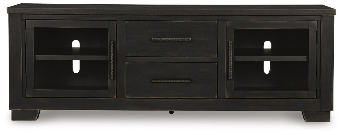 Galliden 80" TV Stand in Black, front view