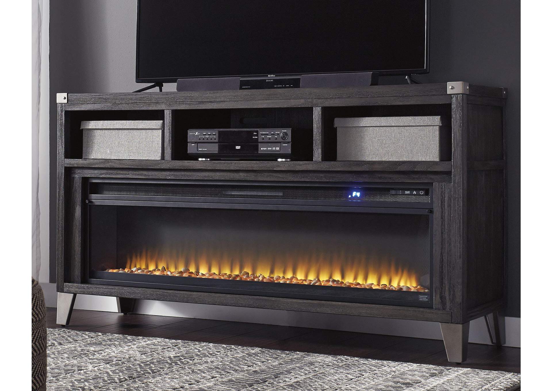 Todoe 65" TV Stand with Electric Fireplace room view