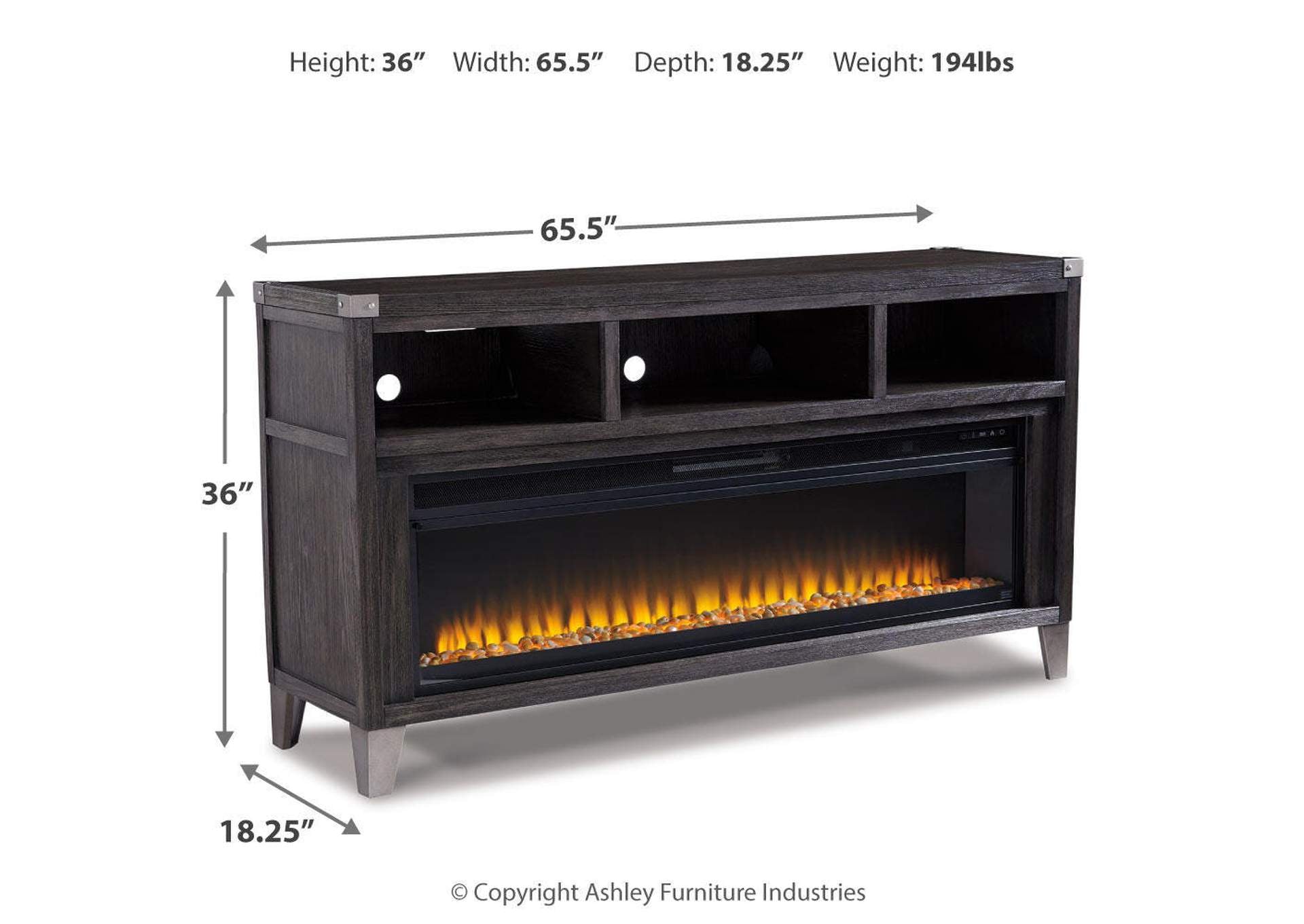 Todoe 65" TV Stand with Electric Fireplace dimensions