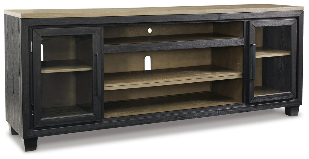 Foyland 83" TV Stand in Black/Brown, closed view