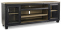 Foyland 83" TV Stand in Black/Brown, closed view